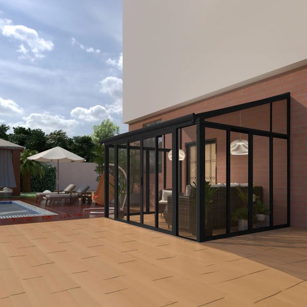 [Black] Aluminium Luxury Outdoor Sunroom Kit 10 x 14 ft Carousel 1