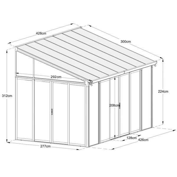 [Black] Aluminium Luxury Outdoor Sunroom Kit 10 x 14 ft Carousel 11