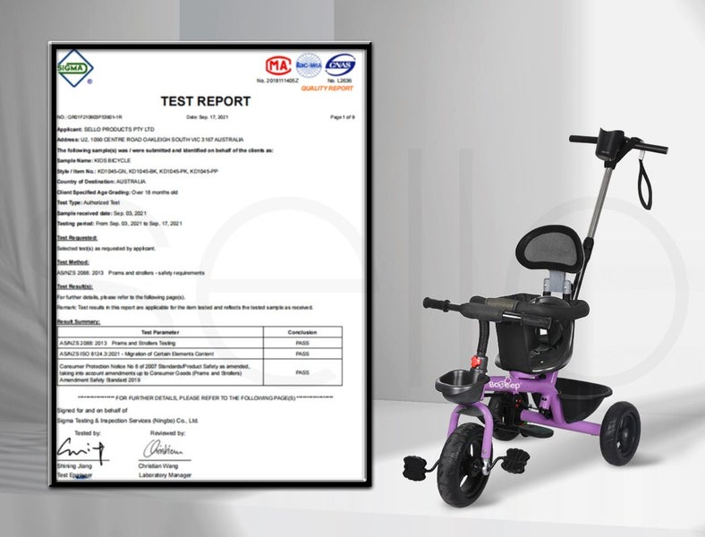 Bopeep Kids Tricycle Trike Ride On Toy Toddler Balance Bike Pram Stroller Purple Carousel 2