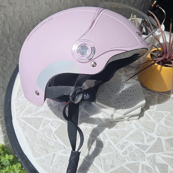Cycle Helmet adjustable fit with visor Subtle Pink Carousel 1