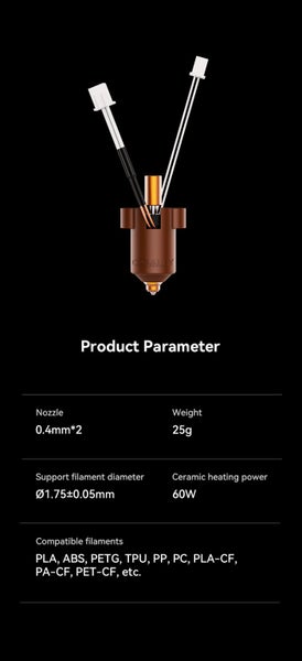 Ender-3 V3 KE Ceramic Heating Block Kit(Bimetallic Material Nozzle 0.4mmx2) Carousel 10