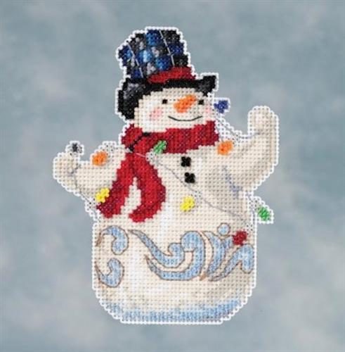Mill Hill Jim Shore Bead & Cross Stitch Kit: Snowman with Lights Carousel 1