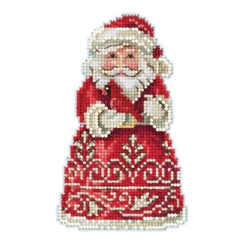 Mill Hill Jim Shore Bead & Cross Stitch Kit: Santa with Cardinal Carousel 1
