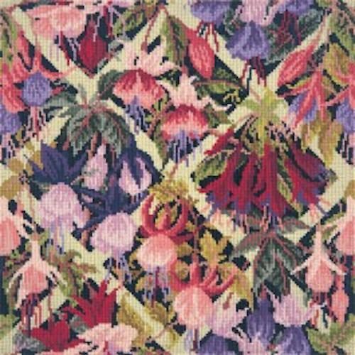 Elizabeth Bradley Tapestry Kit - Fuchsia Trellis (Black Background Wool) Carousel 1