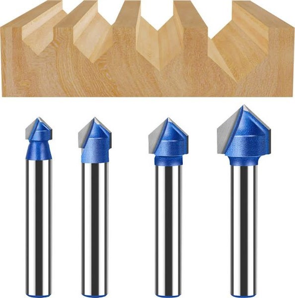 V-groove CNC cutter 90° 6 mm set of 4 Carousel 2