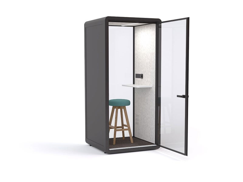 Haven Solo Pod Booth, Clear Glass, Black Exterior Carousel 2