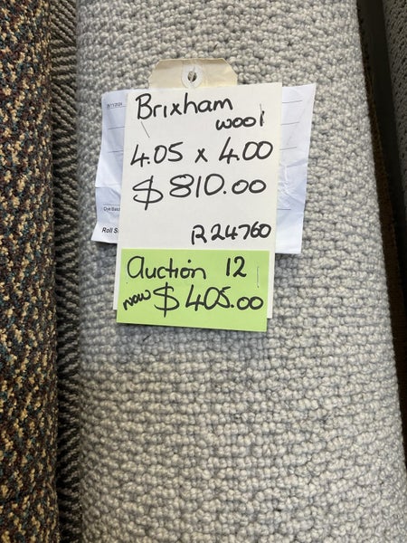 Auction 12 , 4.05 x 4.00 metres Woolen Loop pile carpet. Carousel 1