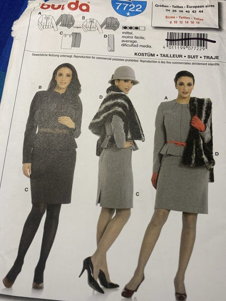 BURDA DRESSMAKING PATTERN #7722 - MISSES' CUSTOM SUIT - SIZES 8-18 Carousel 1