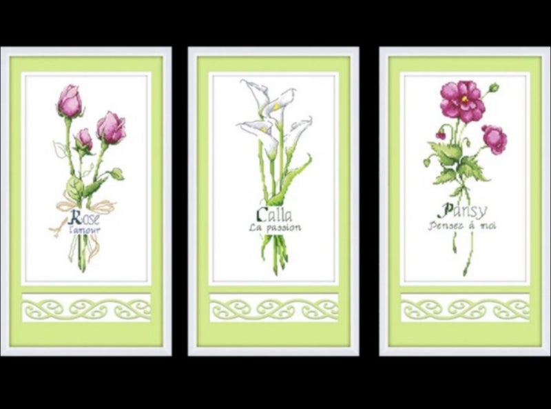 New* Set of 3 -11ct (inked fabric) Carousel 1