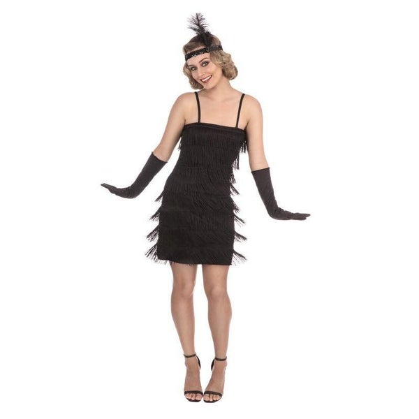 Flapper Dress 1920s Black Fringed Carousel 1