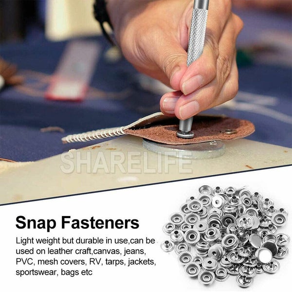 120x Marine Boat Canvas Stainless Steel Snap Fastener Press Stud Cap Button Kit Carousel 2