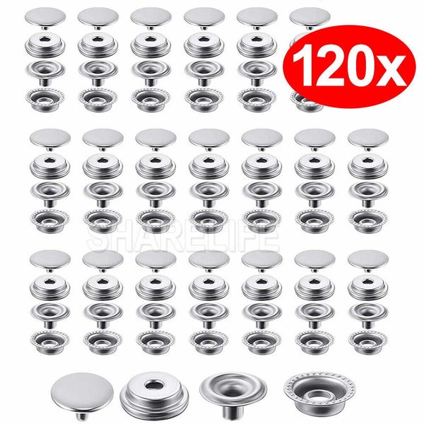 120x Marine Boat Canvas Stainless Steel Snap Fastener Press Stud Cap Button Kit Carousel 11