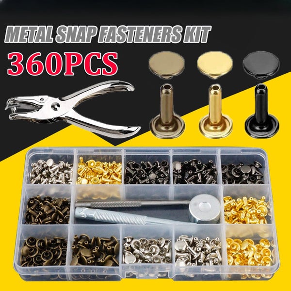 360 x Metal Snap Fasteners Kit Press Studs Buttons Tool For Sewing Craft Leather Carousel 1
