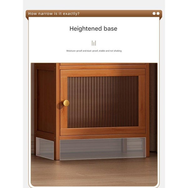 Compact Bamboo 5-Tier Storage Cabinet with Clear Acrylic Doors Carousel 5