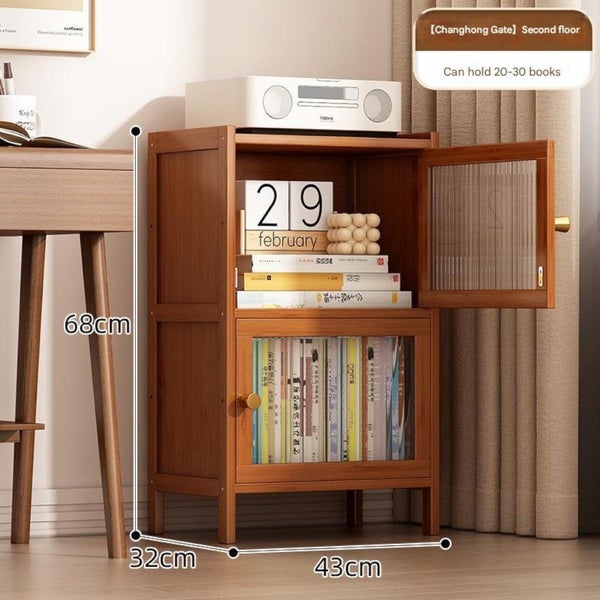 Compact Bamboo 2-Tier Storage Cabinet with Clear Acrylic Doors Carousel 5