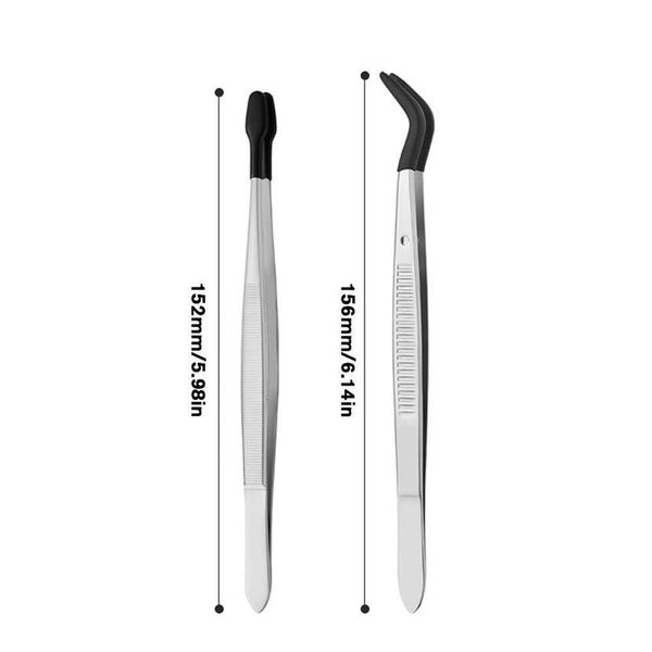 2 Pieces Tweezers Set With Rubber Tips Tweezers Rubber Flat Tip Tweezer Carousel 10