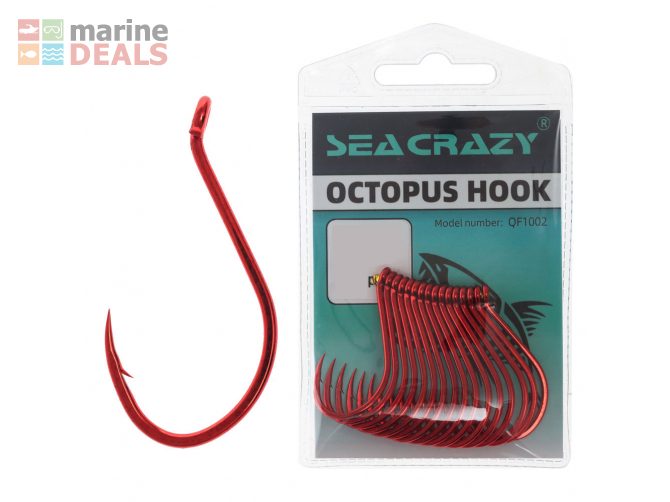 Seacrazy High Carbon Red Octopus Hooks Bulk Pack … Carousel 1