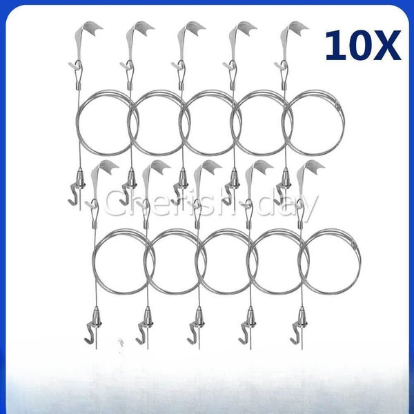 10Pack Picture Rail Hook Wall Hanging Kit Wire Hanger Picture Hanging Hook 150cm Carousel 1