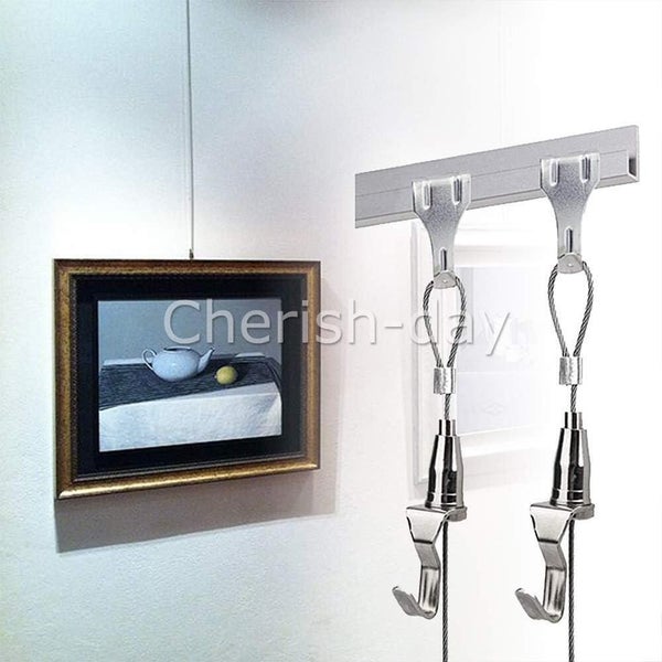10Pack Picture Rail Hook Wall Hanging Kit Wire Hanger Picture Hanging Hook 150cm Carousel 2