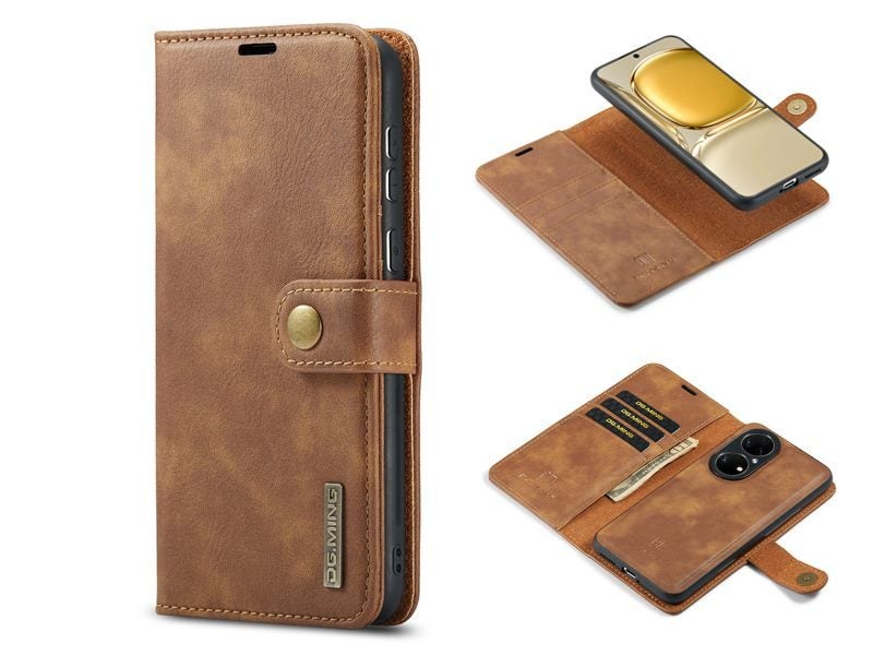 PU Leather Magnetic Detachable Wallet Case Cover for Huawei P50 Brown Carousel 1