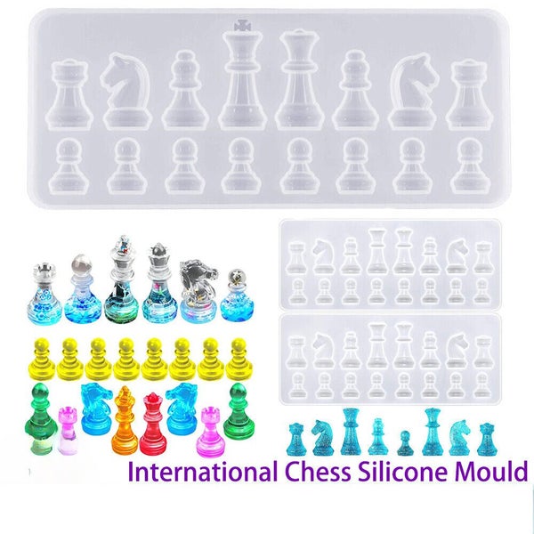 International Chess Checkers Silicone Mould Resin Epoxy Casting DIY Mold Tool Carousel 1