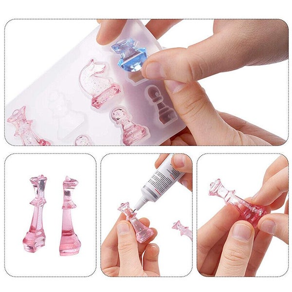 International Chess Checkers Silicone Mould Resin Epoxy Casting DIY Mold Tool Carousel 12