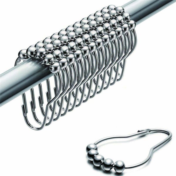 12 Pcs Shower Curtain Hooks for Bathroom, Stainless Steel Hooks -Sliver Carousel 1