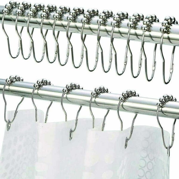 12 Pcs Shower Curtain Hooks for Bathroom, Stainless Steel Hooks -Sliver Carousel 7