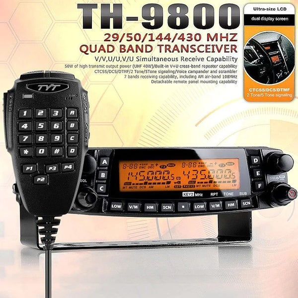 TYT TH-9800 PLUS 50W Mobile Transceiver VHF/UHF Quad Band Ham Radio with Airband Carousel 1