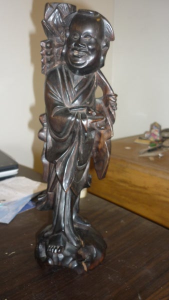 CARVED WOODEN FIGURE OF ORIENTAL MAN Carousel 2