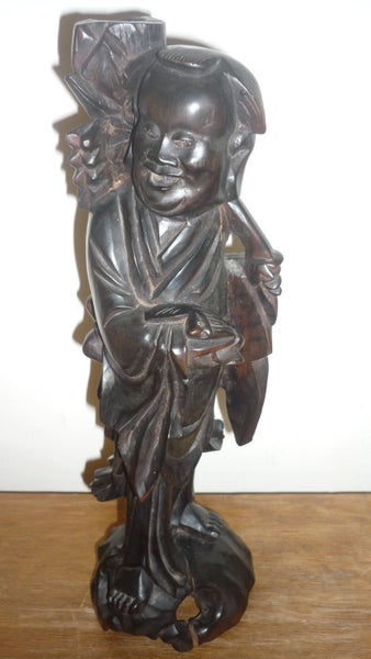 CARVED WOODEN FIGURE OF ORIENTAL MAN Carousel 1