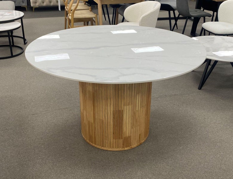 Round Dining Table Marble Ceramic Wooden Base62863870330113112
