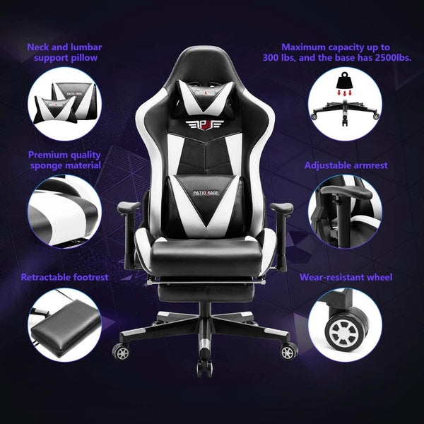 PTN Gaming Chair with Headrest, Lumbar Support and Footrest Sale Sale Carousel 2