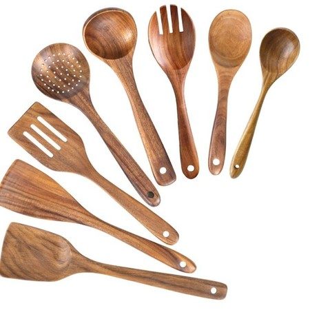 8 Piece Wooden Spoons Cooking Utensils Set Carousel 1