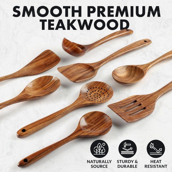 8 Piece Wooden Spoons Cooking Utensils Set Carousel 6