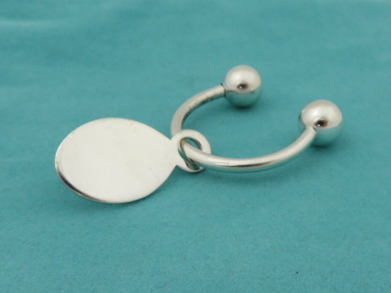 TIFFANY & CO Sterling Silver Return to Tiffany Oval Tag Keyring Carousel 2