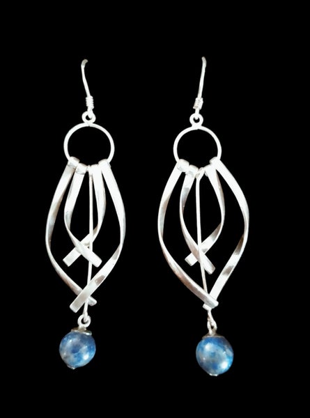Blue Lapis and 925 Silver Drop Earrings Carousel 1