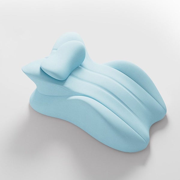 Memory Foam Bed Pillow for Prone Sleeping, Reading & Belly Sleeping - Blue Carousel 1