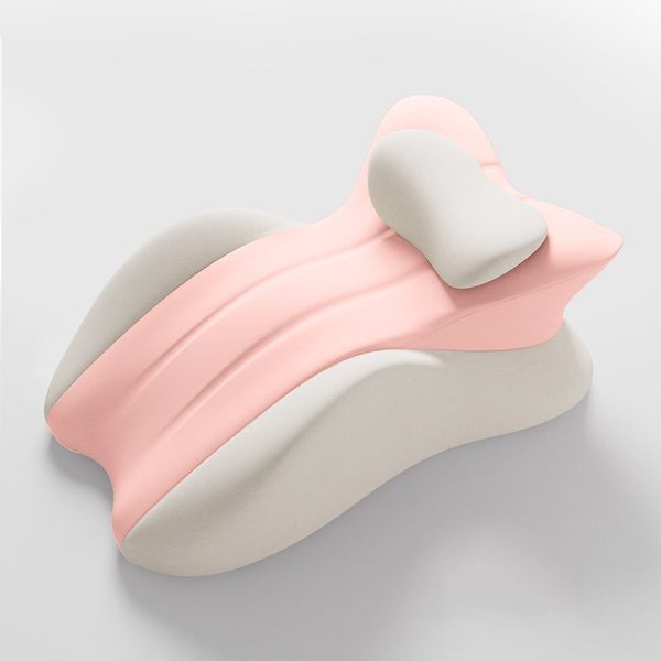 Memory Foam Bed Pillow for Prone Sleeping, Reading & Belly Sleeping - Pink/Gray Carousel 1