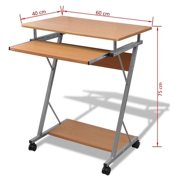 Computer Desk Pull Out Tray Brown Furniture Office Student Table Carousel 5