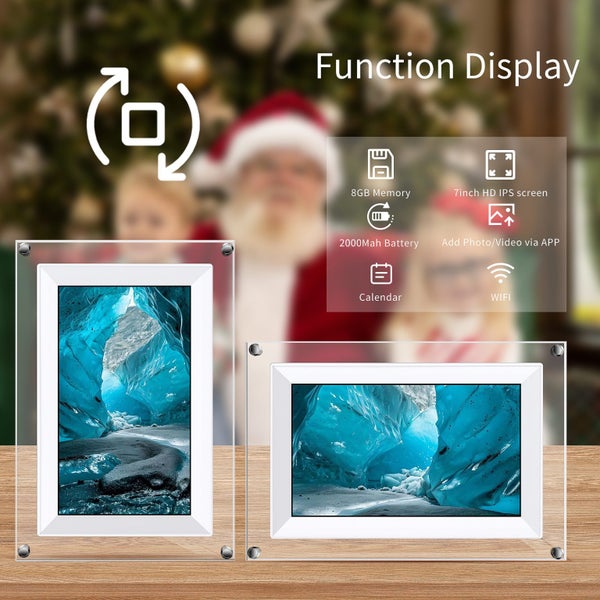 7 inch WiFi Digital Picture Frame 8GB Memory Auto Rotate Carousel 1