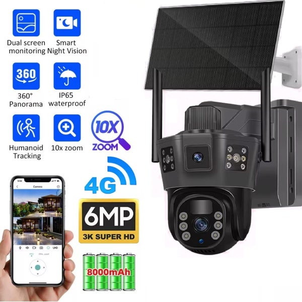 New 4G Dual Lens Solar Powered Wireless Outdoor Security CCTV Camera Carousel 1