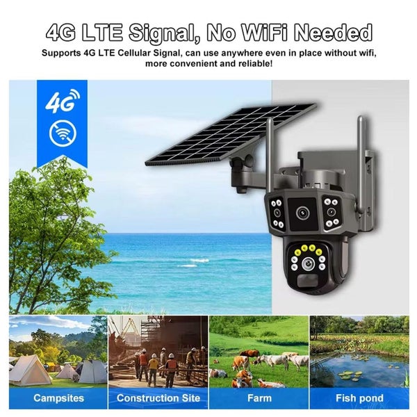 New 4G Dual Lens Solar Powered Wireless Outdoor Security CCTV Camera Carousel 11