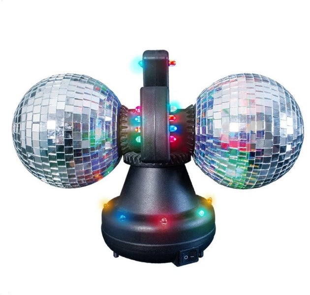 Mirror Balls Rotating Twin Set with 32 Coloured LED Lights Great for Parties Carousel 1