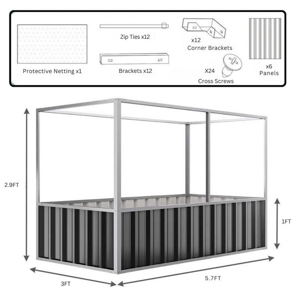 Plant Box / Garden Box/ Raised Garden Bed With Cover 1740x900x880 Grey Carousel 8