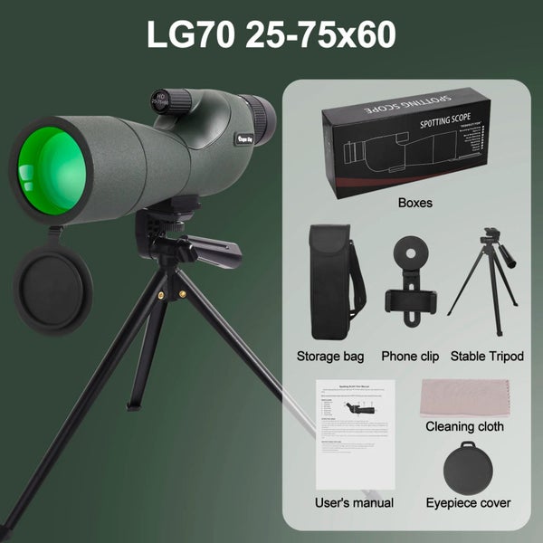 25-75x60 Telescope Spotting Scope Powerful Zoom Monocular FMC BAK4 Waterproof... Carousel 1