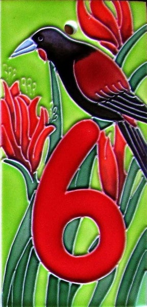 Ceramic Letter Box Tile : House number '6' Carousel 1