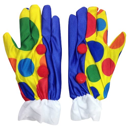 CLOWN GLOVES Costume Fancy Dress Circus Fancy Dress Halloween Funny One Size Carousel 1