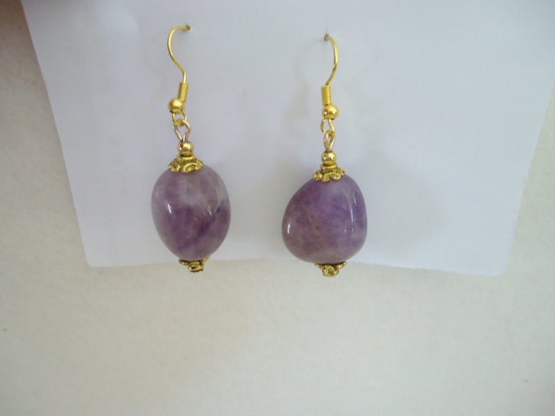 genuine amethyst stone earring Carousel 1