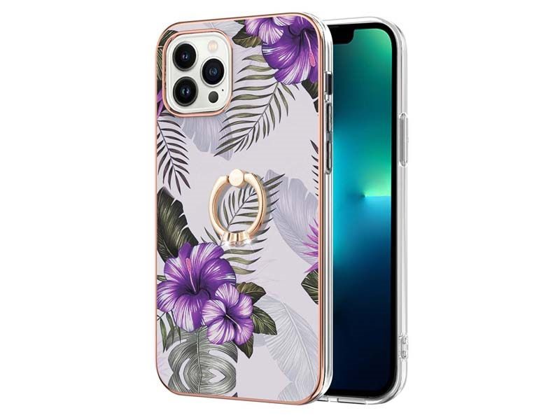 Finger Ring Kickstand Case Cover for iPhone 13 Pro Max Flower Carousel 4